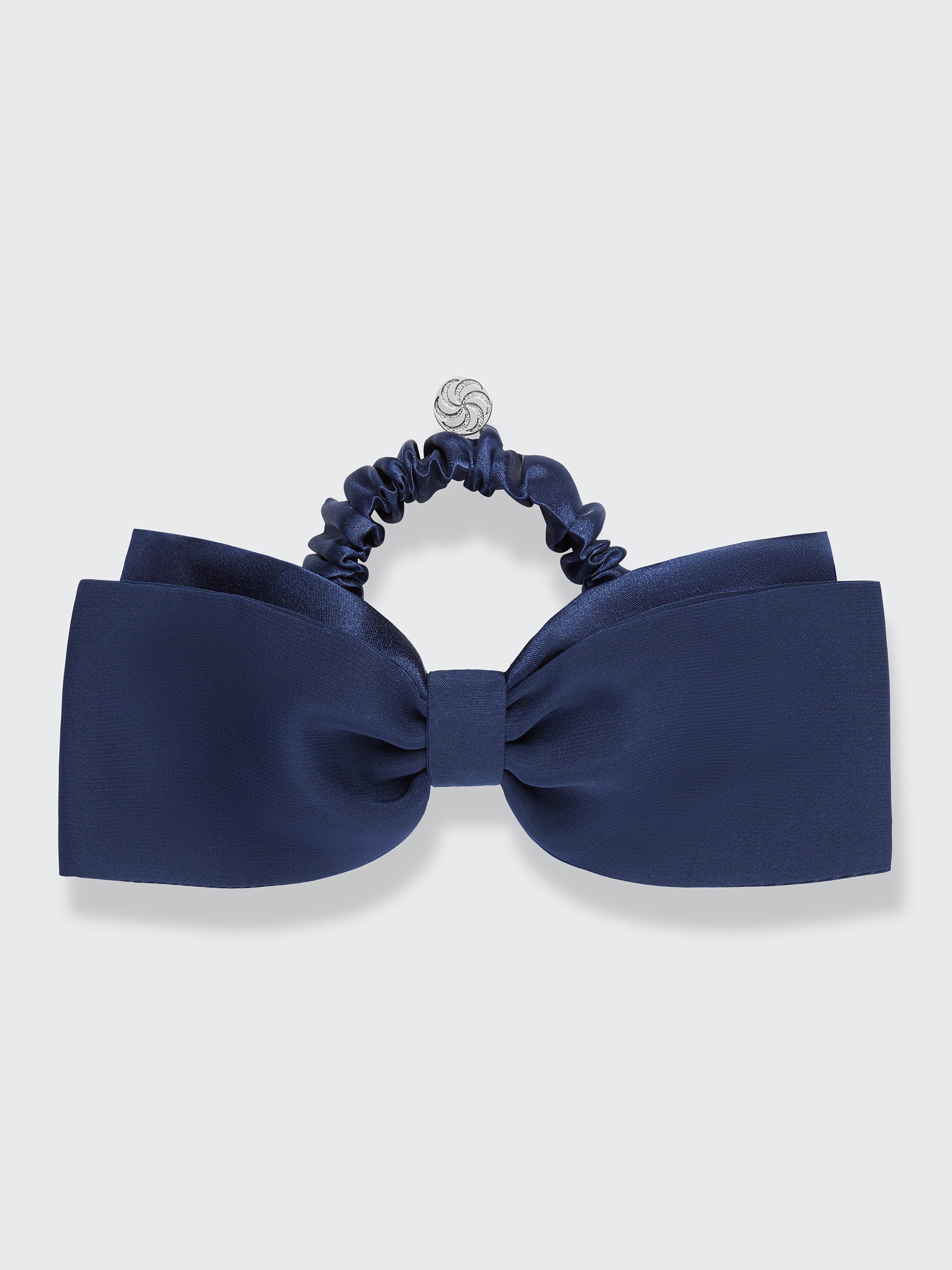 Hair bow scrunchie in Navy - packshot - CONTOUROSE