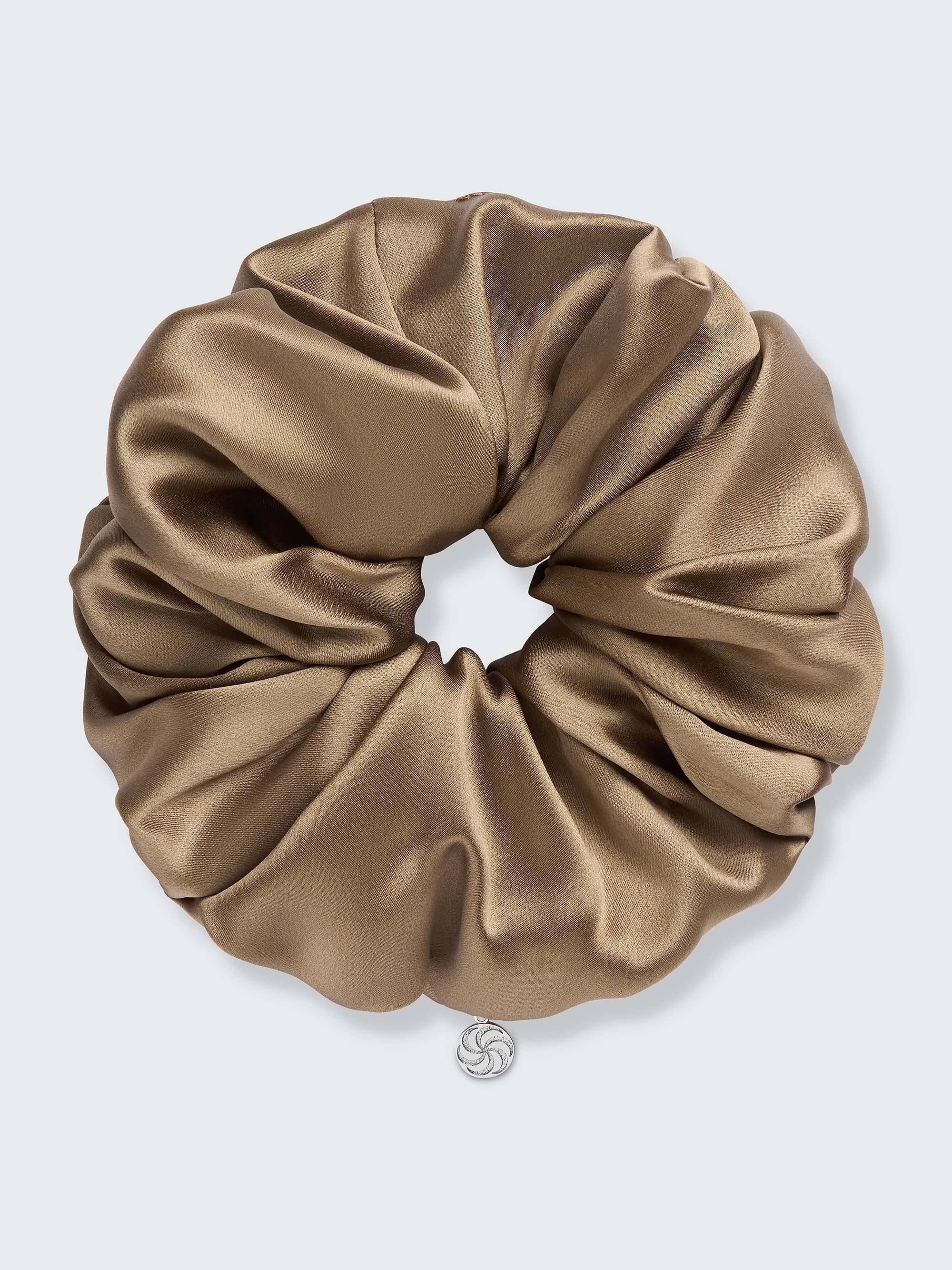 Oversized silk scrunchie in Taupe - packshot - CONTOUROSE