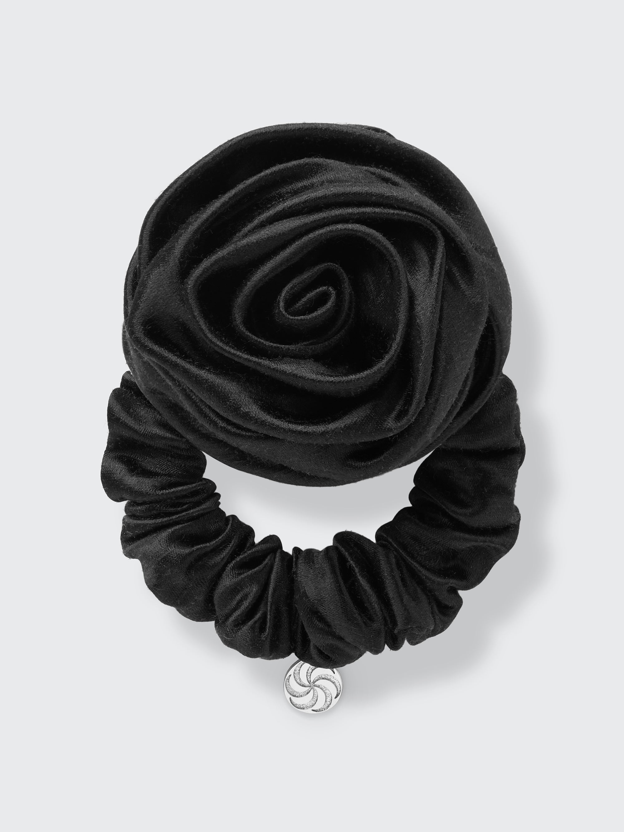 Rose scrunchie in Black - packshot - CONTOUROSE