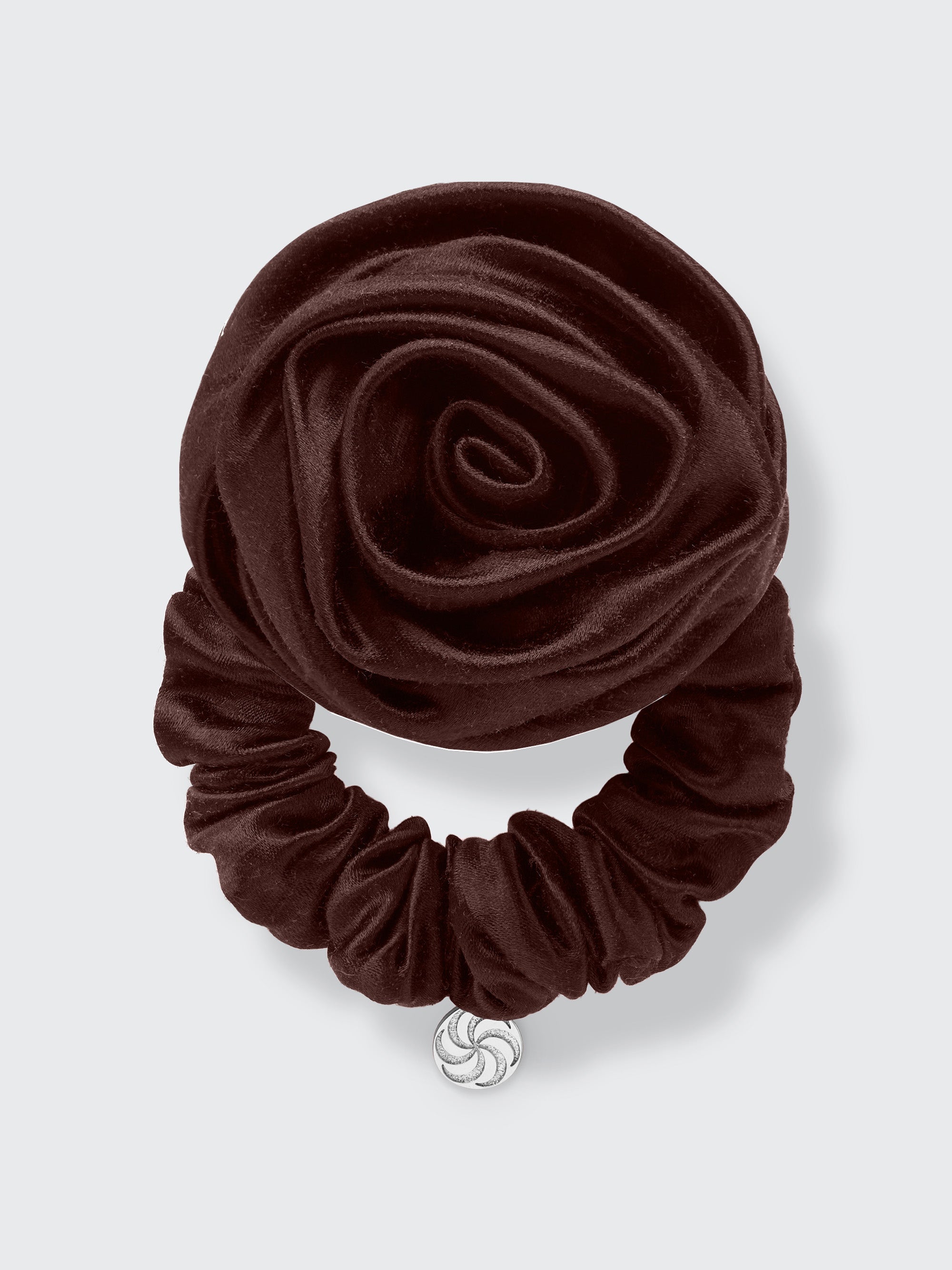 Rose scrunchie in Chocolate Brown - packshot - CONTOUROSE