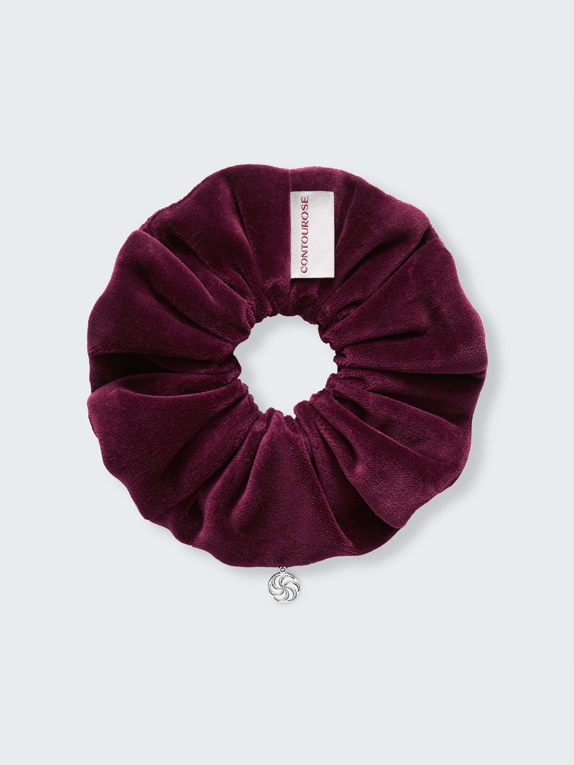 Velvet scrunchie in Burgundy - packshot, back - CONTOUROSE