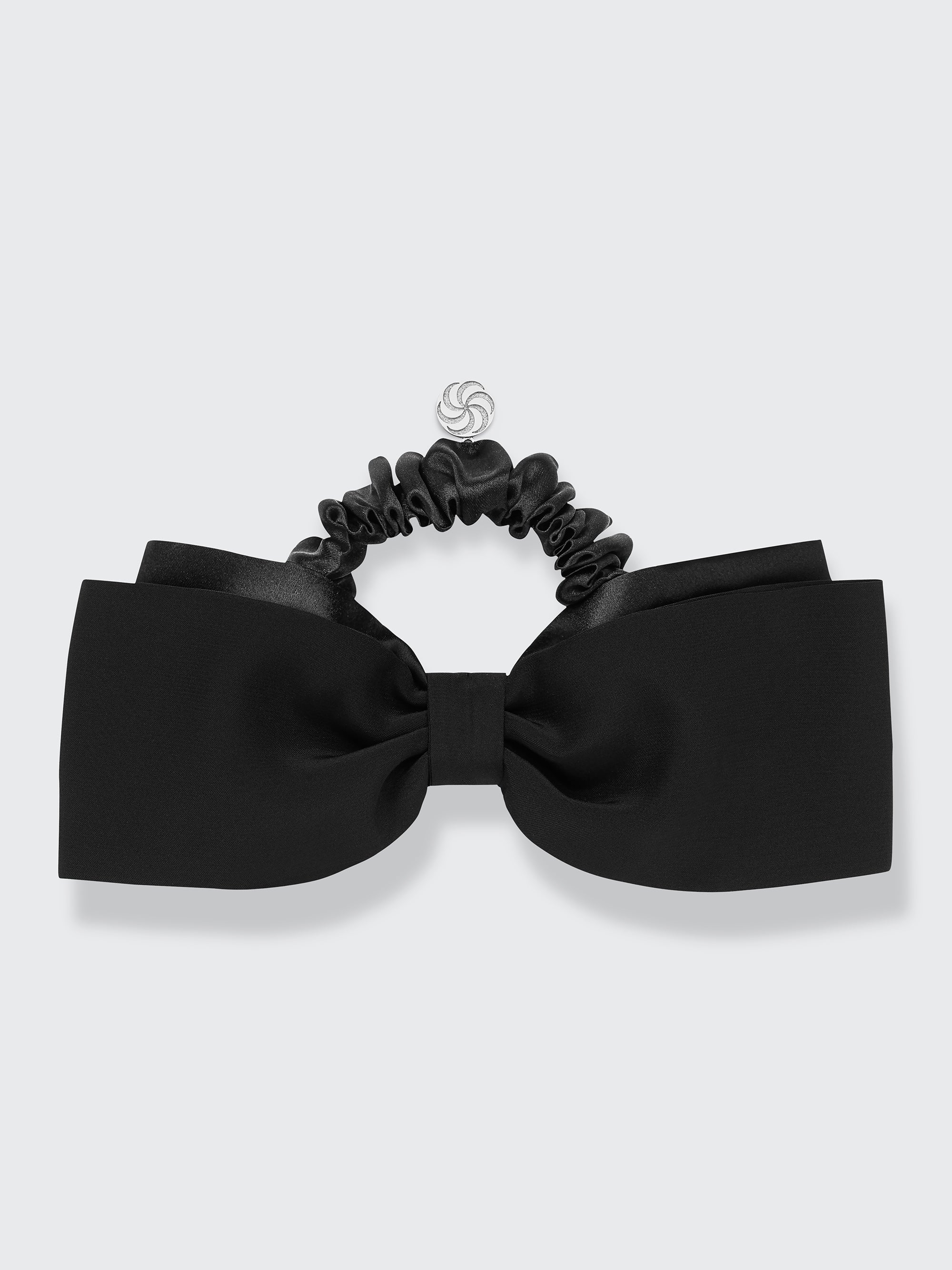 Hair bow scrunchie in Black - packshot - CONTOUROSE