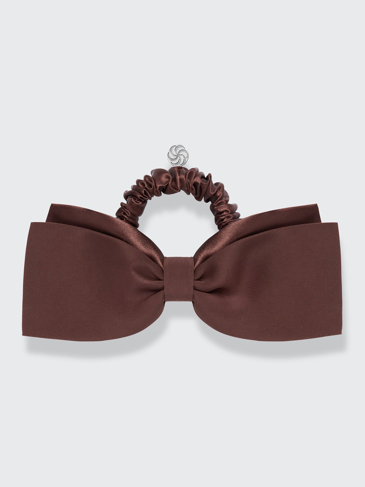 FASHION Set of 2 Brown Cherry-Print Bow Scrunchie Set Satin & Rhinestone Bow Scrunchie | KITSCH main image 4