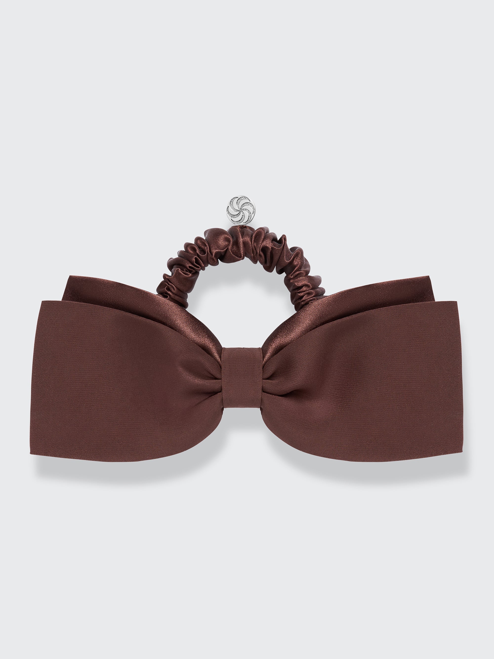 Hair bow scrunchie in Espresso Brown - packshot - CONTOUROSE