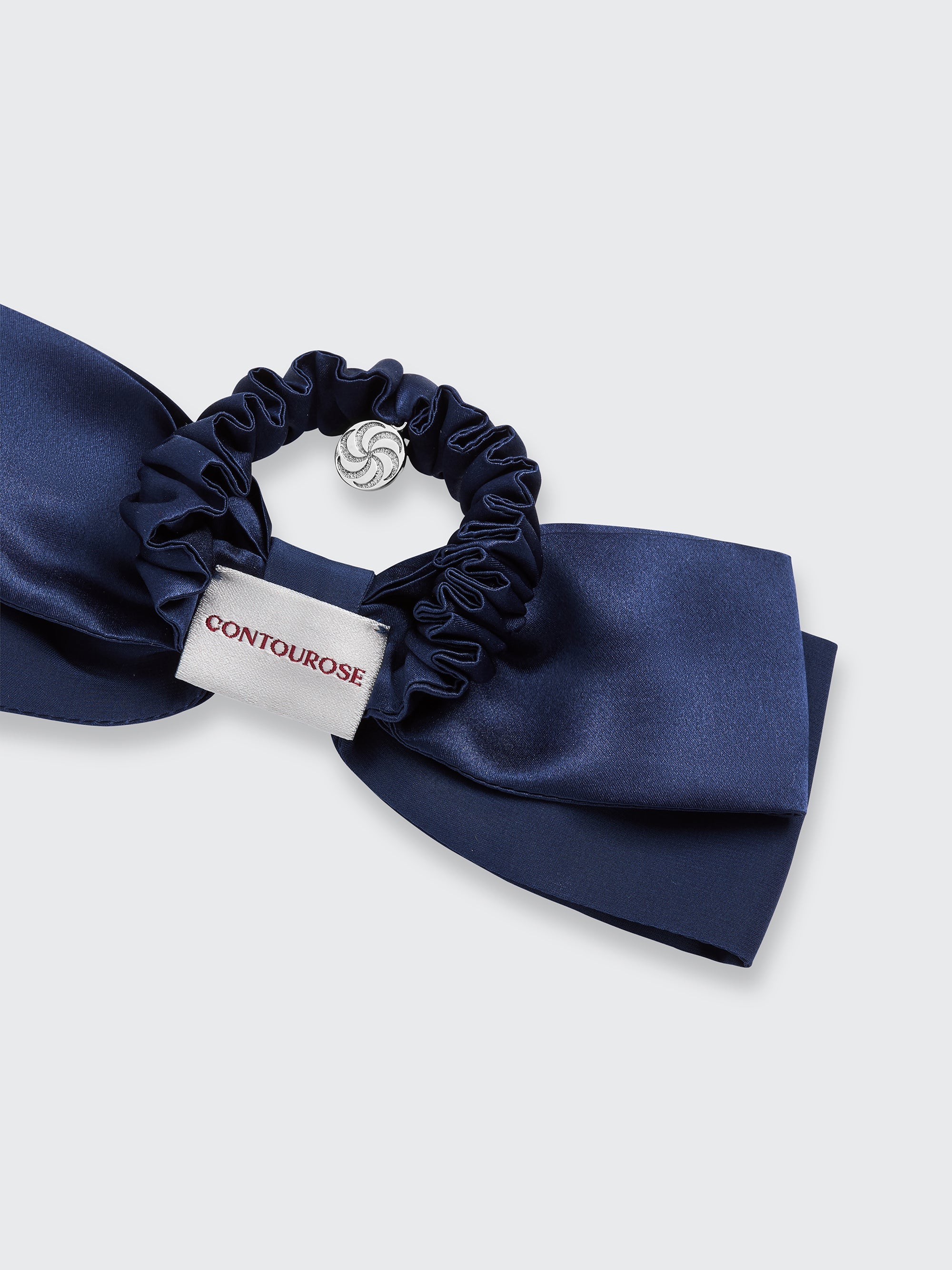 Hair bow scrunchie in Navy - Fabric detail- backside - CONTOUROSE