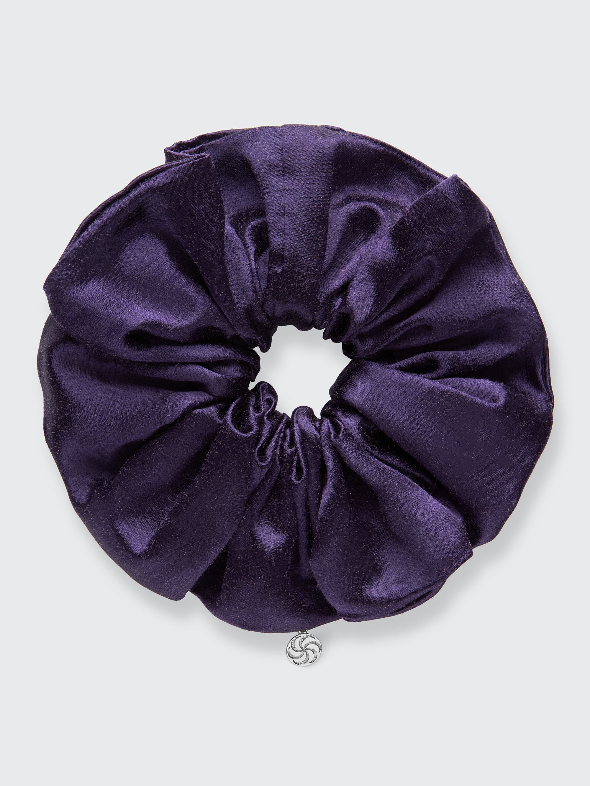 Oversized hemp scrunchie in Plum - packshot - CONTOUROSE