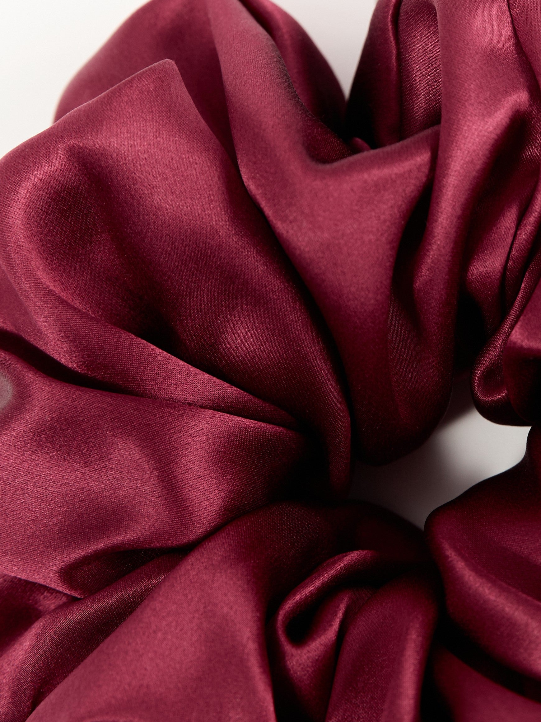 Oversized silk scrunchie in Bordeaux - on-material - CONTOUROSE