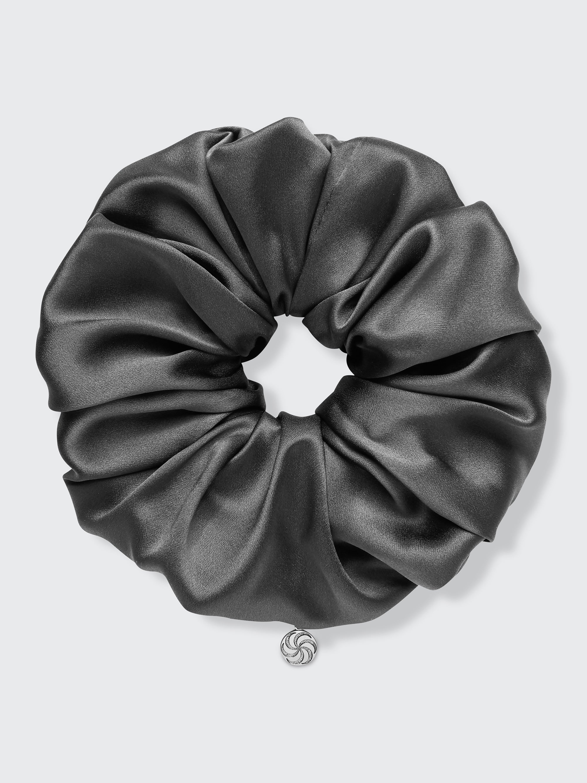 Oversized silk scrunchie in Dark Gray - packshot - CONTOUROSE