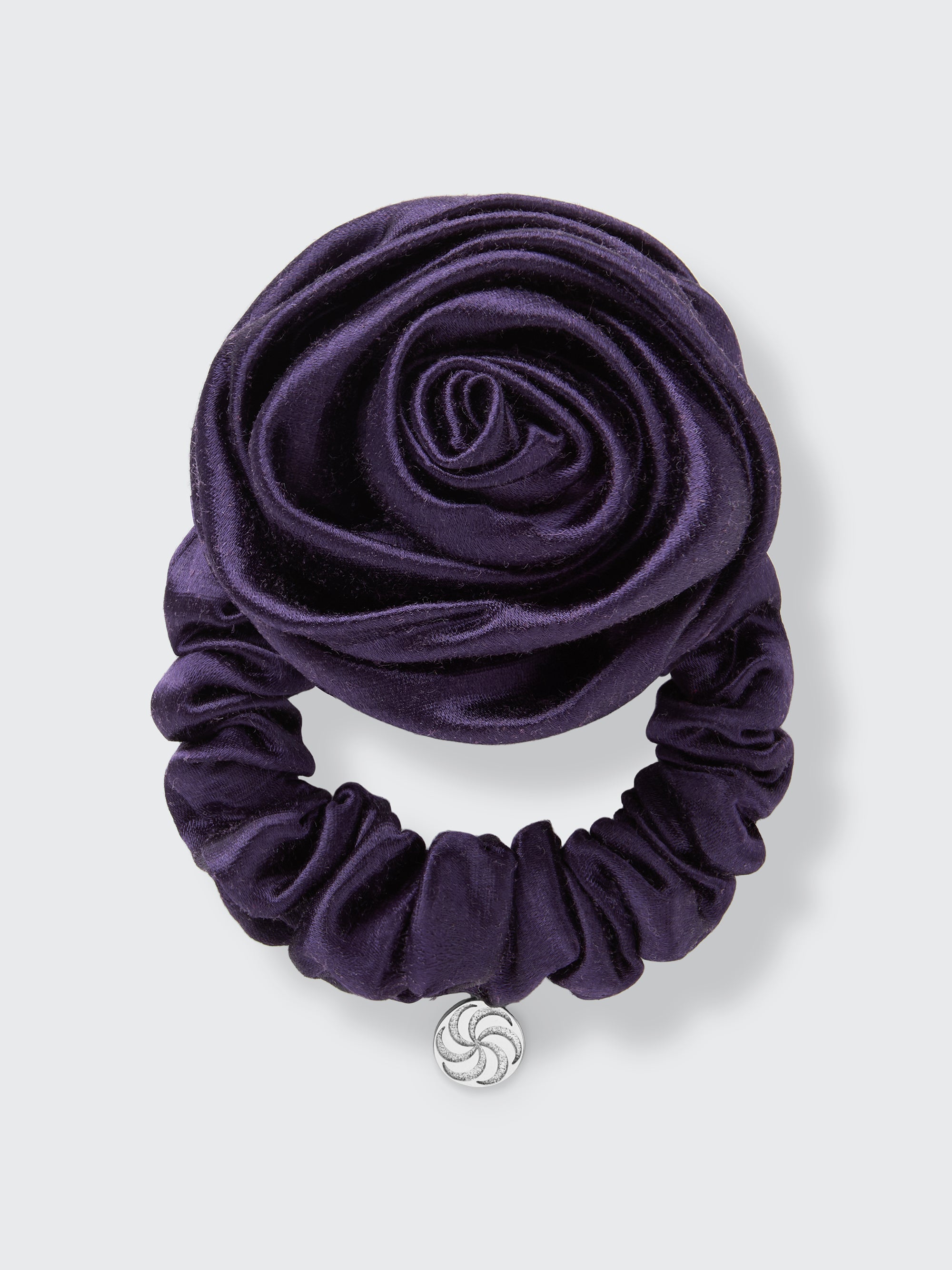 Rose scrunchie in Plum - packshot - CONTOUROSE