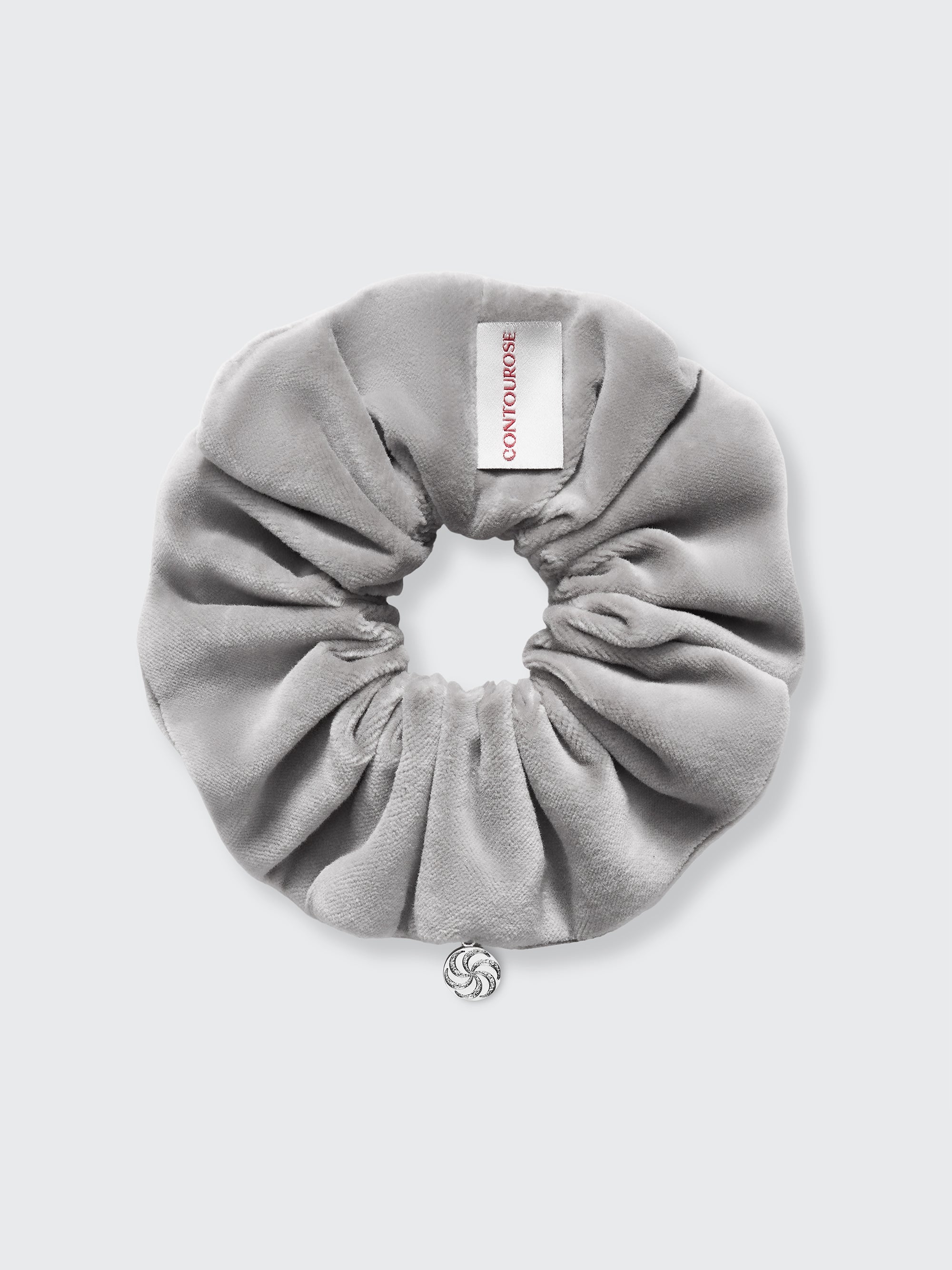 Velvet scrunchie in Gray - packshot, back - CONTOUROSE
