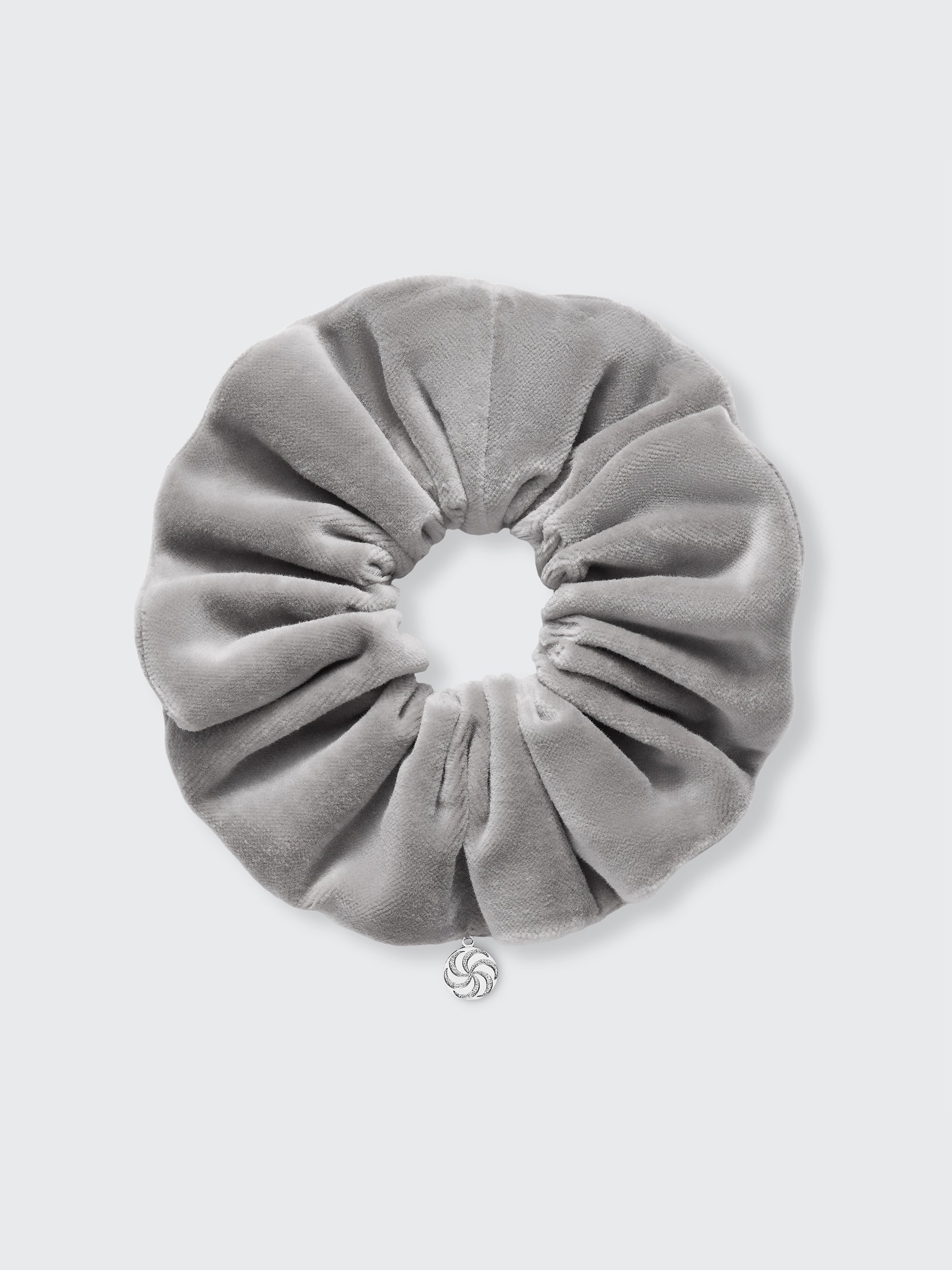 Velvet scrunchie in Gray - packshot, front - CONTOUROSE