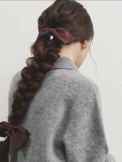 Hair bow scrunchie in Espresso Brown - product video - CONTOUROSE