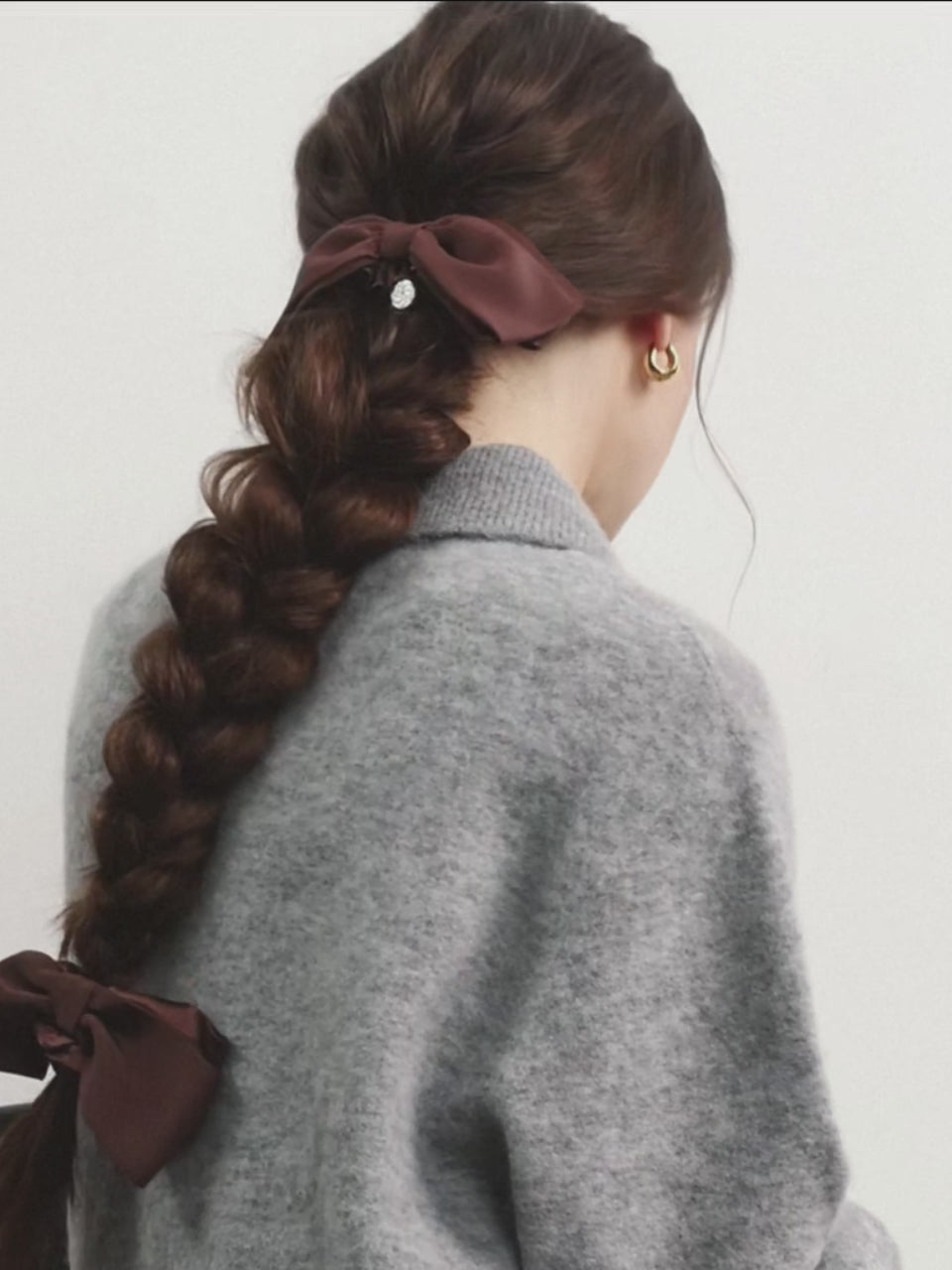 Hair bow scrunchie in Espresso Brown - product video - CONTOUROSE